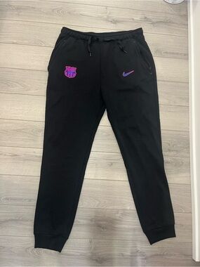 Nike Black men FC Barcelona Crest Joggers with Purple Accents